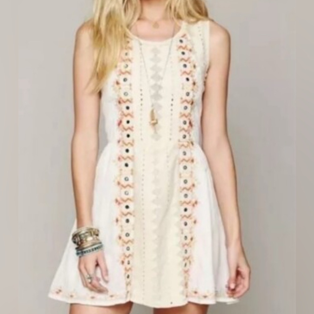 Free People Water Lily mirror mini dress crochet size 2 lined - Picture 1 of 11
